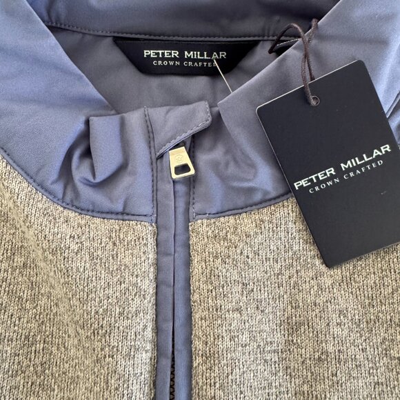 NWT!! Peter Millar Crown Crafted Cambridge Gale Gray/Blue Pearl Two-Way Zip Vest - Picture 8 of 12